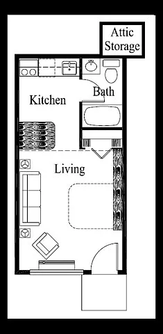 Floor plan Studio Renovated