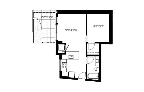 Floor plan Urban 1 Bedroom - U13