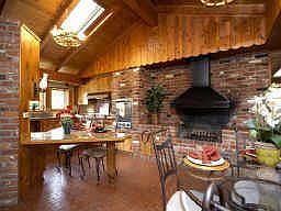 Brick kitchen fireplace
