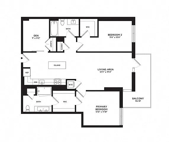 Floor plan 2T w/ Balcony