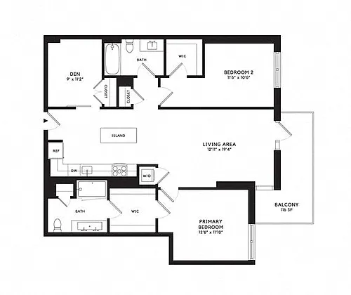 Floor plan 2T w/ Balcony