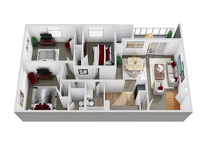 Floor plan 3 Bedroom 1 Bath