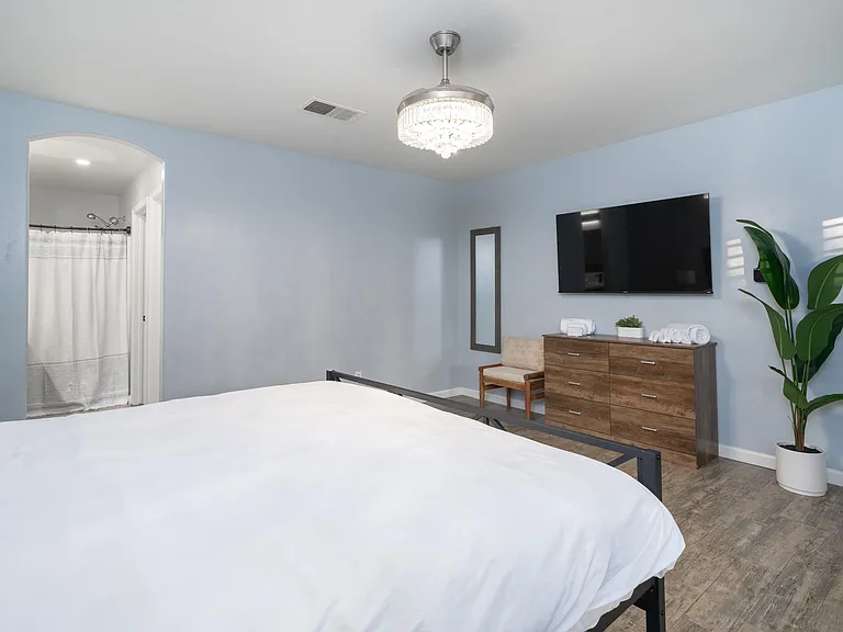 Master bedroom king-sized bed