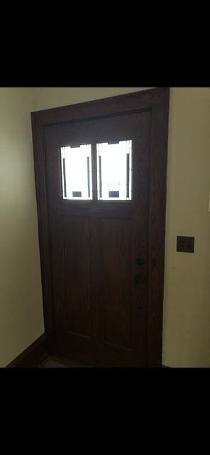 Front door with stained glass