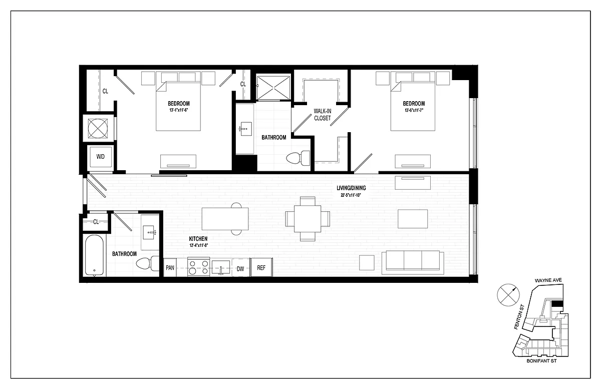 Floor plan 2 Bed 2 Bath B05