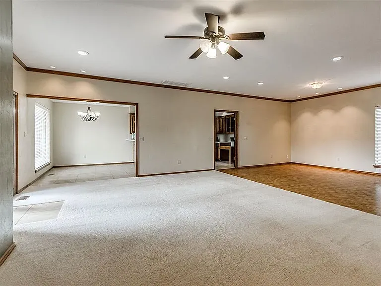 Living room and parkay border from front door.