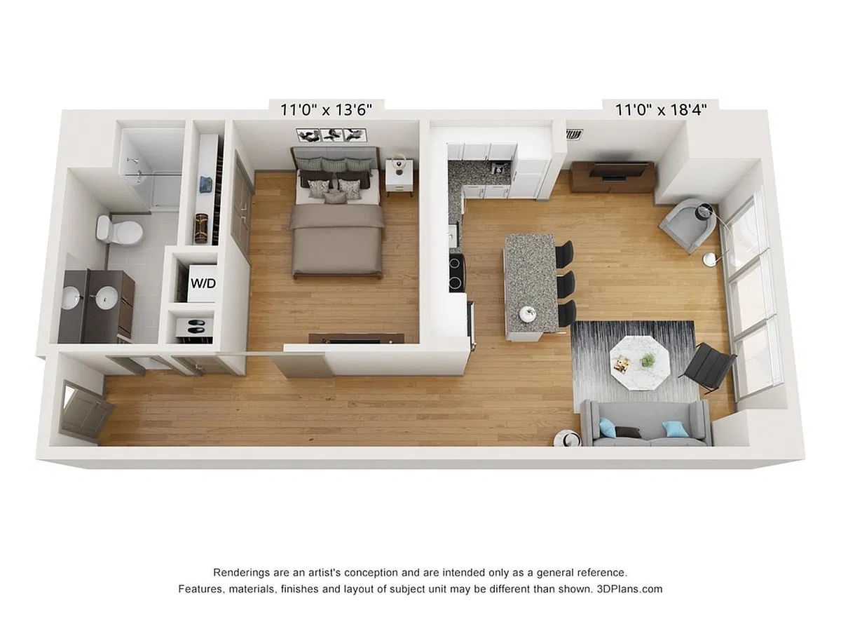 Floor plan 1-Bedroom 1-Bathroom | 806 sqft