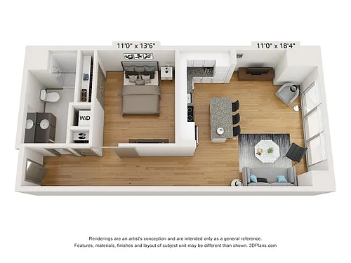 Floor plan 1-Bedroom 1-Bathroom | 806 sqft