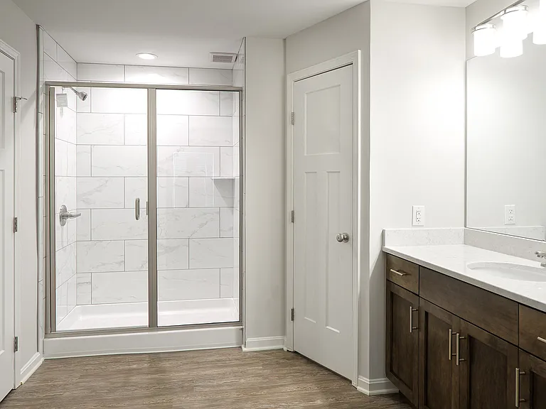 Spacious bathroom with walk-in shower