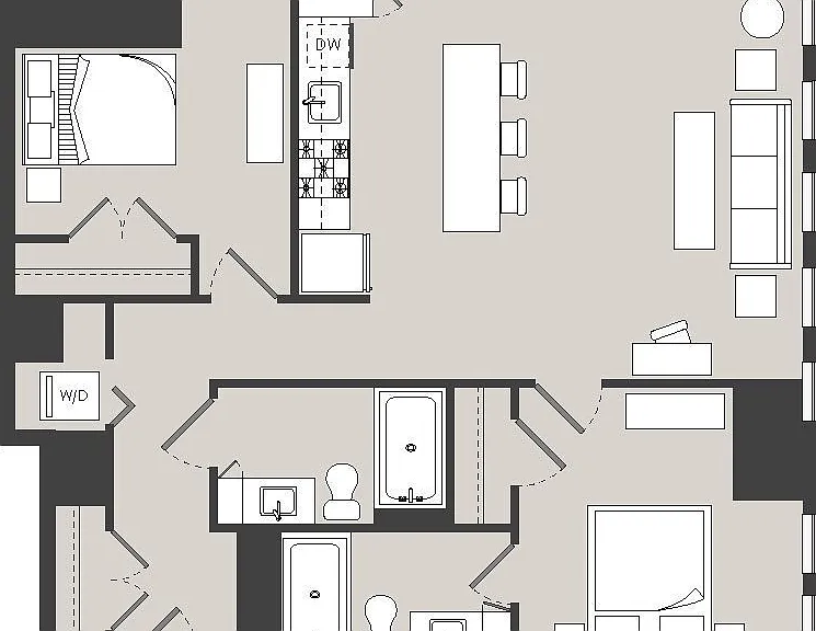 The Ludlow - B1-A - 2 Beds - 2 Baths - 860 Sq. ft.