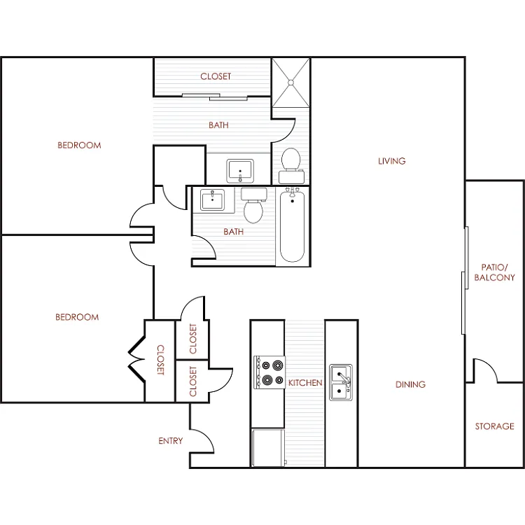 Floor plan 2 Bedroom 2 Bathroom