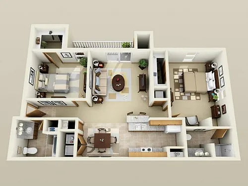 Floor plan 2 Bedroom, 2 Bathroom