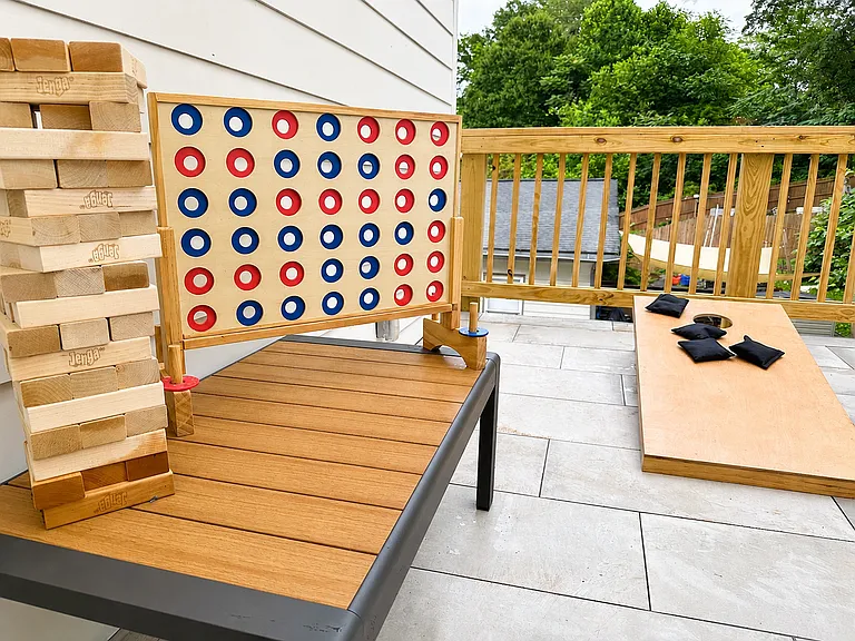 From Giant Connect 4, Jenga, corn hole, private theater and fire pit enjoy all the festivities of your rooftop lounge!
