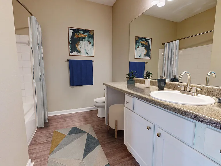 Bathroom with Large Vanity and Tub