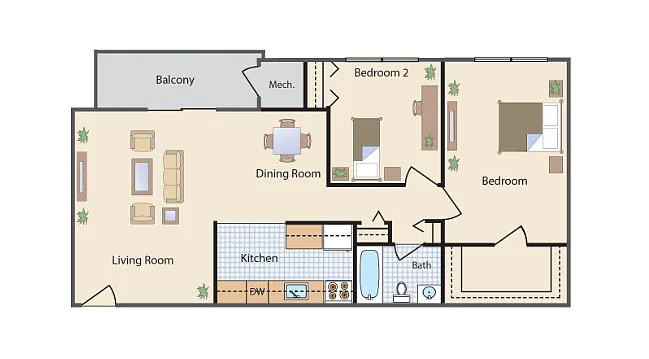 Floor plan Two Bedroom