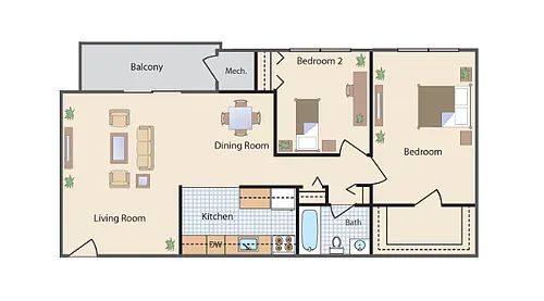Floor plan Two Bedroom