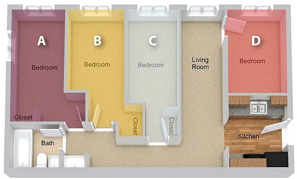 Floor plan By The Bed Pricing - Four Bedroom