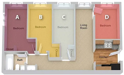 Floor plan By The Bed Pricing - Four Bedroom