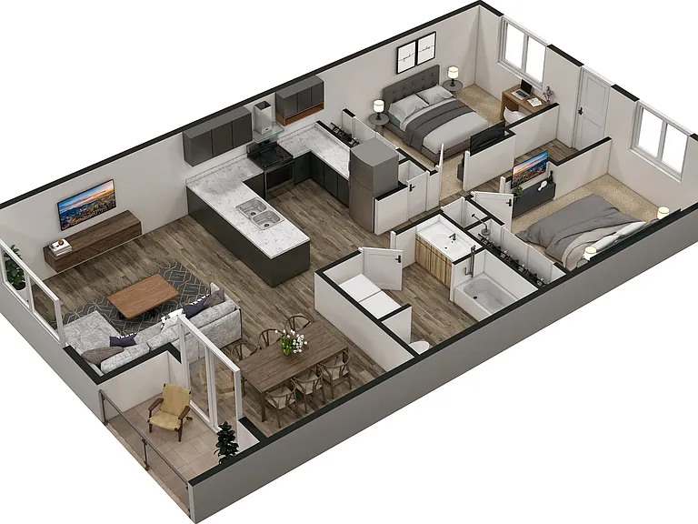 2x1 Layout A approx. 935 sq. ft. 2x1 Layout A approx. 935 sq. ft.