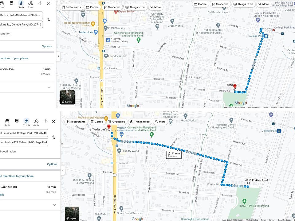 walking to the metro station and Trader Joe's