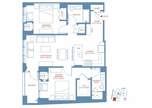 Floor plan 2 Bed/2 Bath