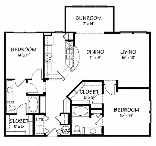 Floor plan Two D with Sunroom