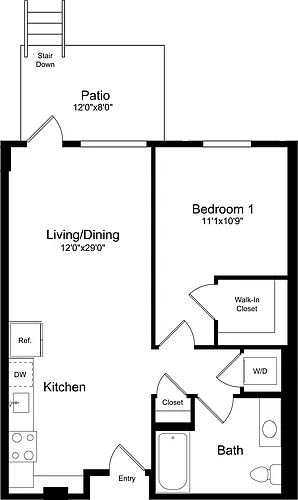 Floor plan 1A with Patio - Level 1