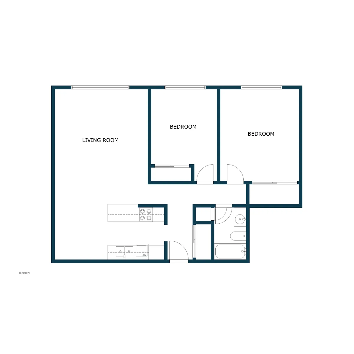Floor plan Two Bedroom 21C