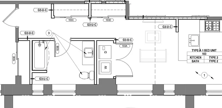 1500 Pine - Apt 103 Floor Plan 1500 Pine - Apt 103 Floor Plan