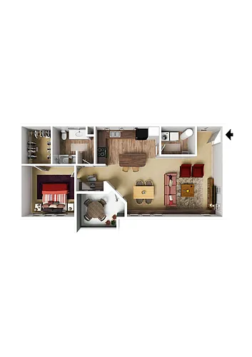 Floor plan 1 Bedroom 1 Bath Accessible