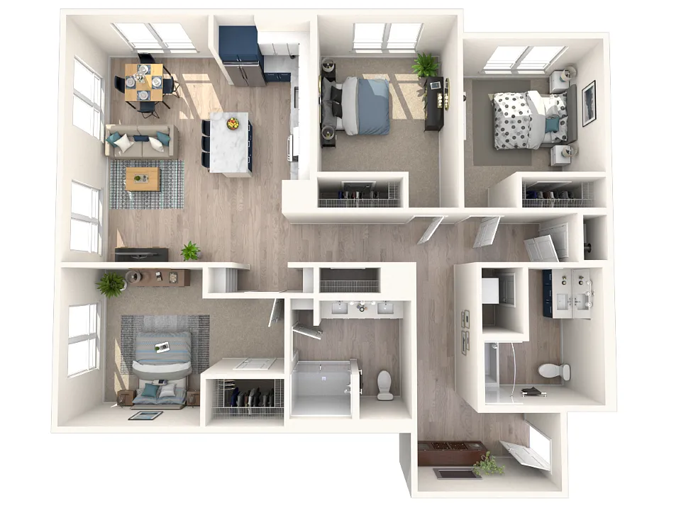 Floor plan Three Bed Two Bath