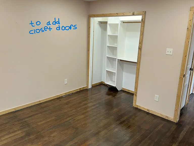 We're adding closet doors to this spacious closet - by the time you see this, it might already be done!