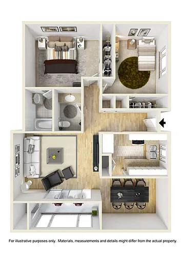 Floor plan Two Bedroom One Bath