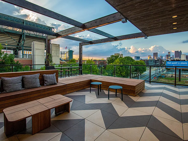 Outdoor Sky Lounge with City and Stadium Views