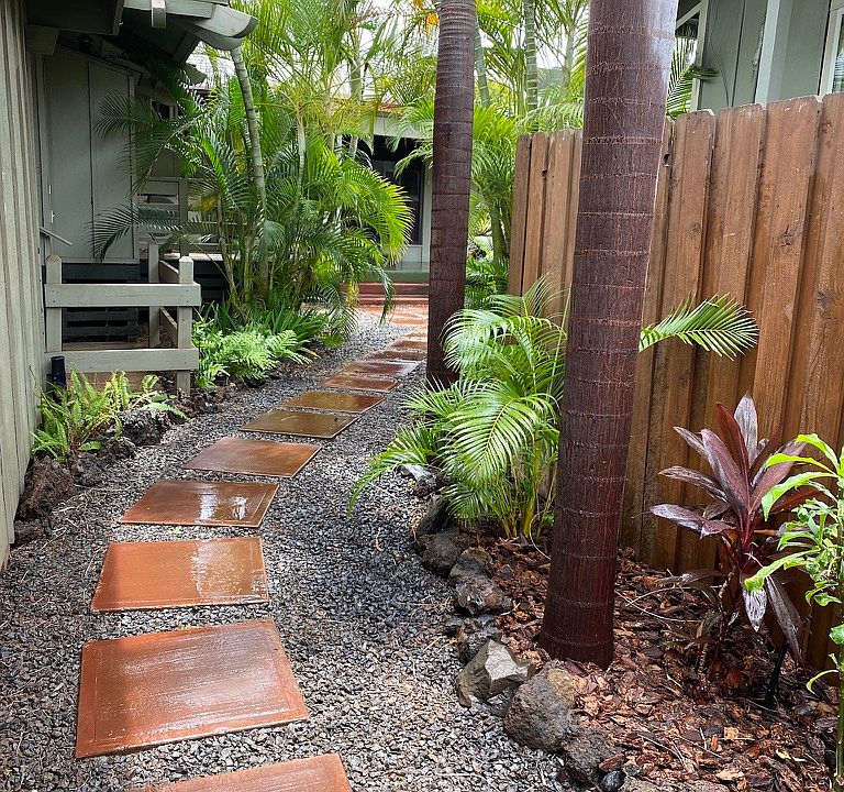 Entry to private landscaped yard