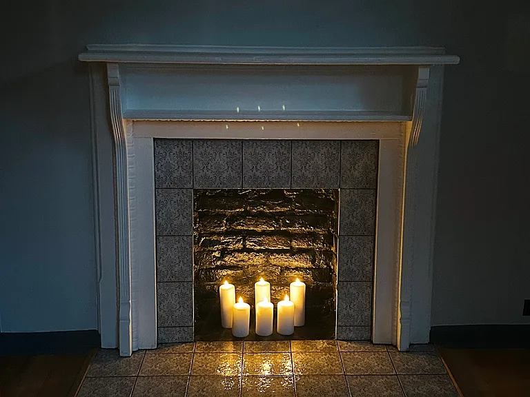 Bedroom #2 with candles lit