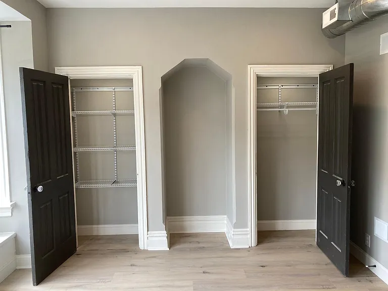 Living room closet space with motion activated closet lights