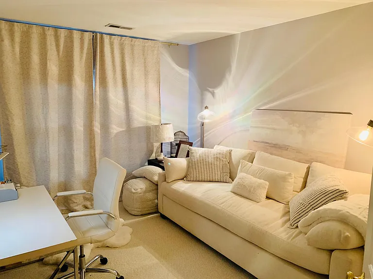 Home office with new Restoration Hardware queen foldout sleeper