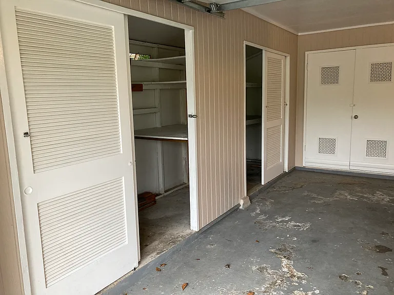 Garage storage spaces.