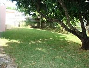 fenced private backyard