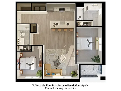 Floor plan B1A - Affordable (Income Restrictions)