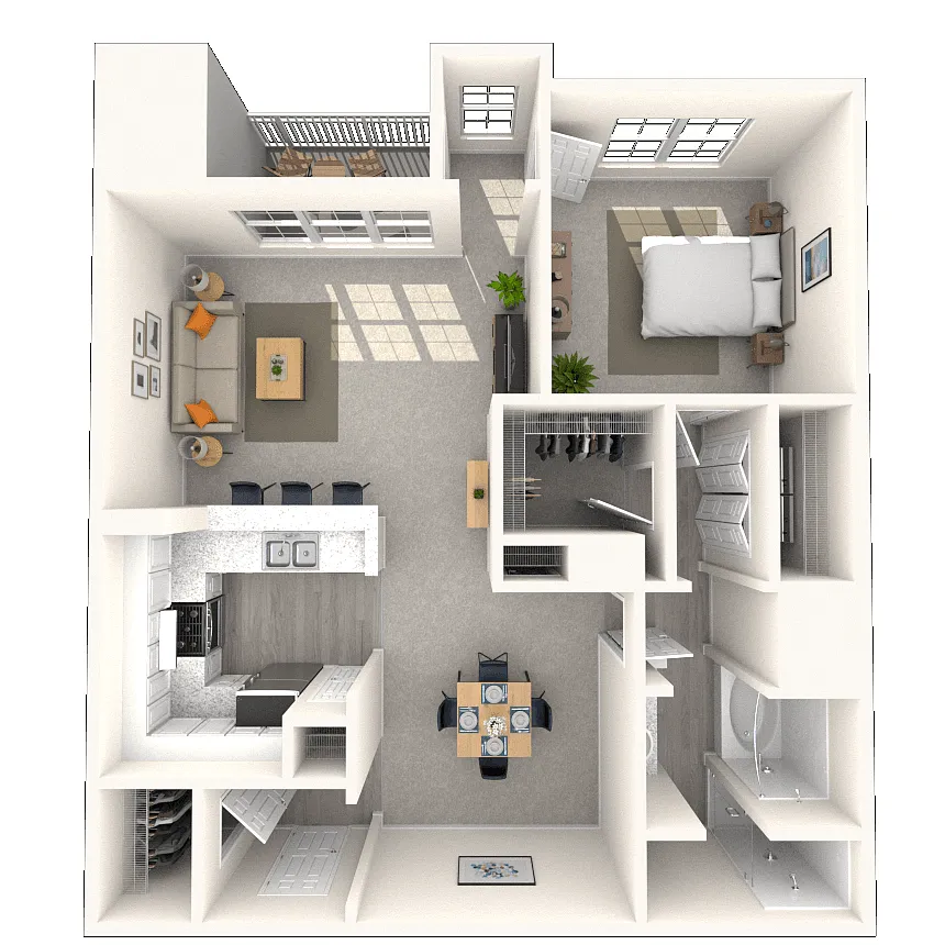 Floor plan Traditional 1x1 882-899 SF