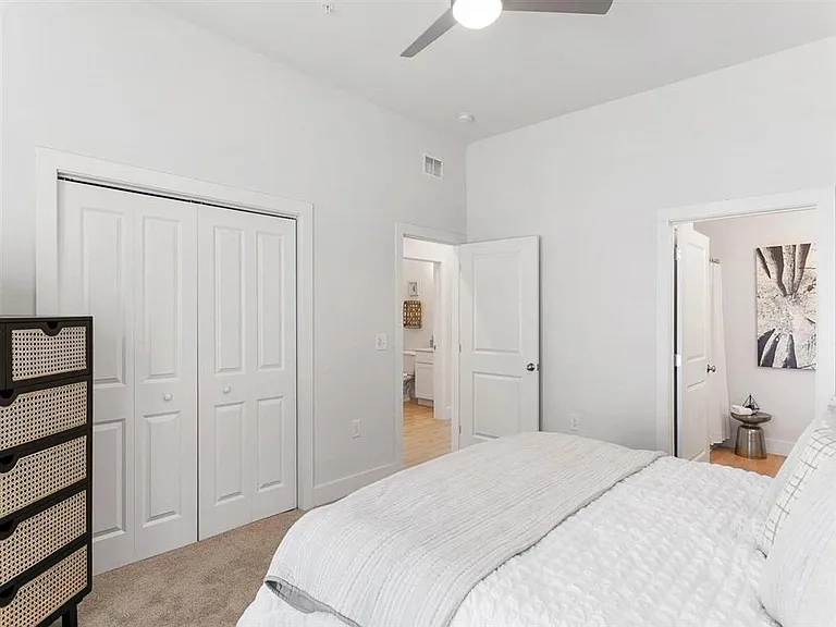 Large closets provide plenty of storage space