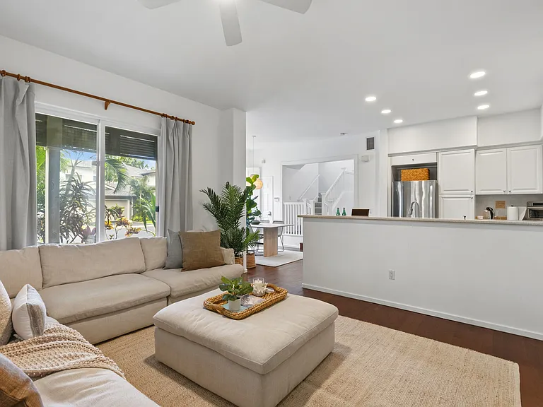 Living Area looking to kitchen
