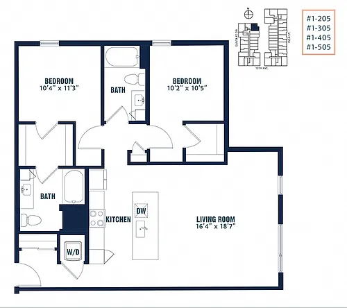 Floor plan Quin 2 Bedroom C6