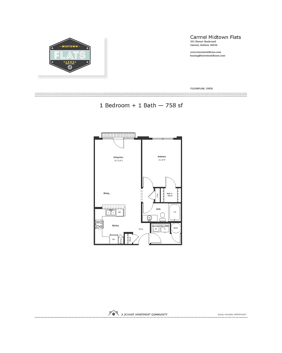Floor plan 1 Bedroom, 1 Bathroom