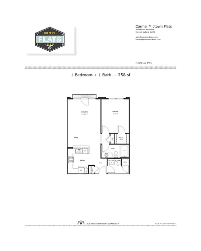 Floor plan 1 Bedroom, 1 Bathroom