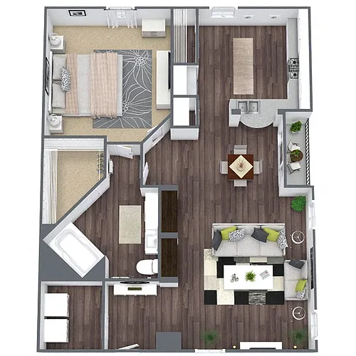 Floor plan A1: 1 Bed 1 Bath