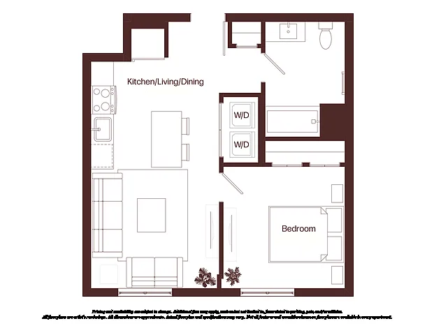Floor plan 1 Bed - 1 Bath | aj11a