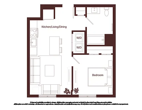Floor plan 1 Bed - 1 Bath | aj11a